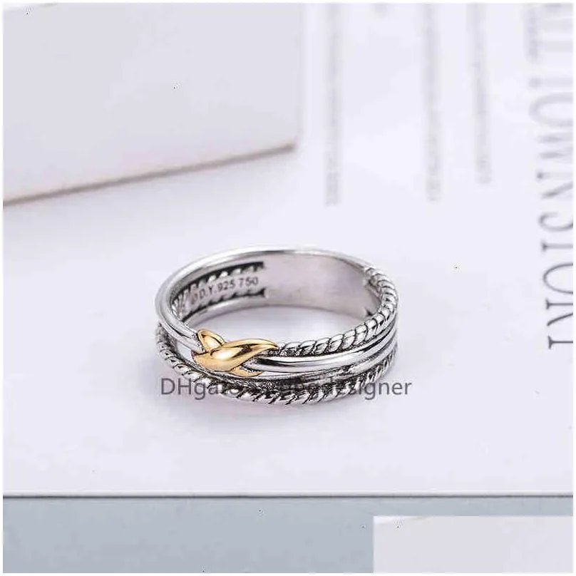 Rings Twisted Two-color Cross Ring Women Fashion Platinum Plated Black Thai Silver Hot designer Jewelry woman luxury diamond wedding gift Vintage to do old
