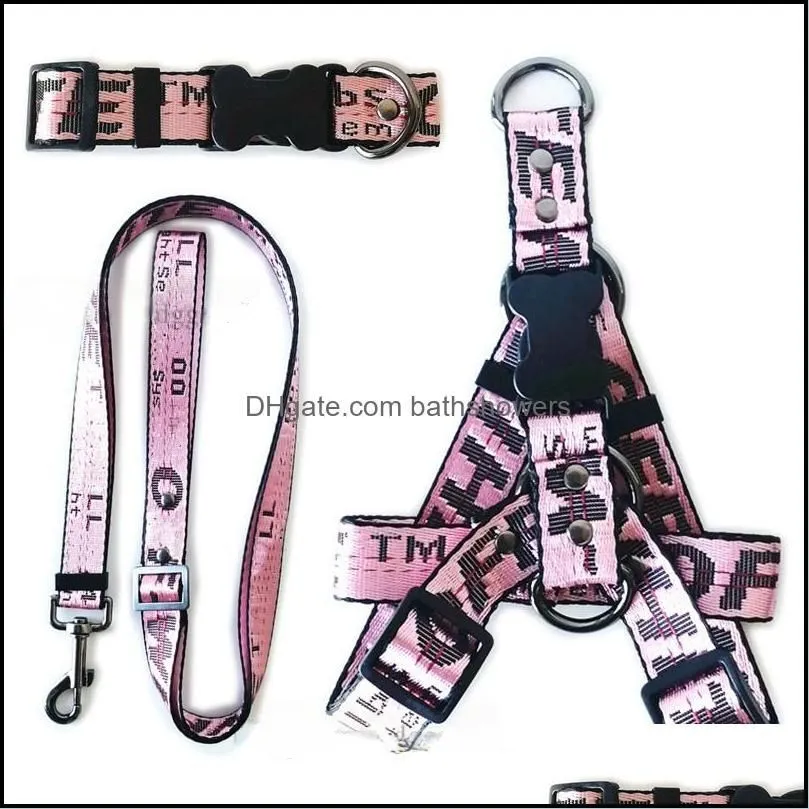 Step in Designer Dog Harness and Leashes Set Classic Letters Pattern Dog Collar Leash Safety Belt for Small Medium Large D bathshowers