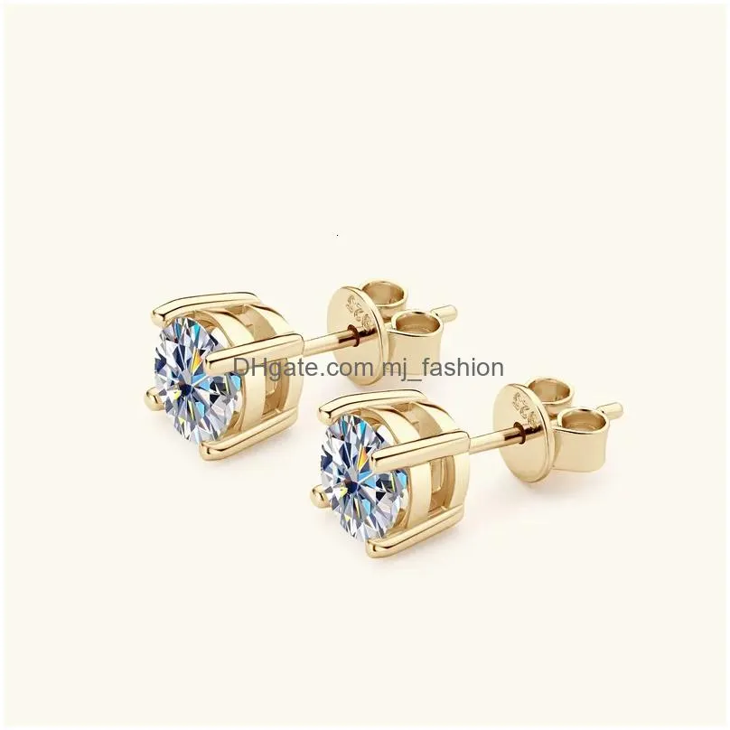 Stud 2Ct Earrings For Women Men Lab Diamond White/Yellow Gold Plated 925 Sterling Sier Earring Luxury Fine Jewelry 230724 Drop Delive Dh9Ey