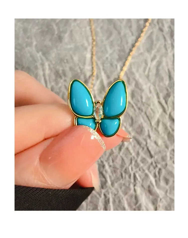 Fashion designer Pendant necklace Natural VAN VAN White Fritillaria Butterfly Horse Eye Necklace for Women 18K Rose Gold Collarbone Chain