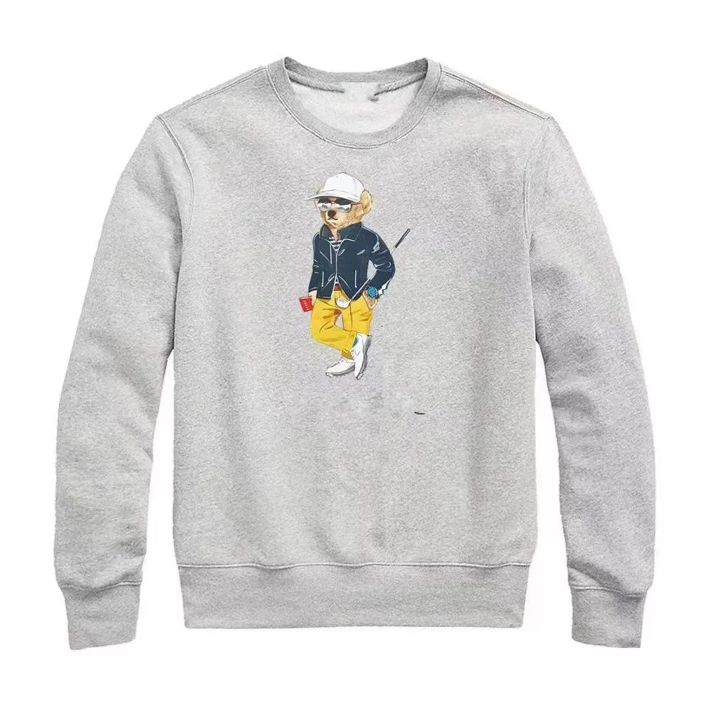 Men`s Sweater Polos Men`s Casual Teddy Bear Print Pullover Hoodie Sweatshirt Jacket