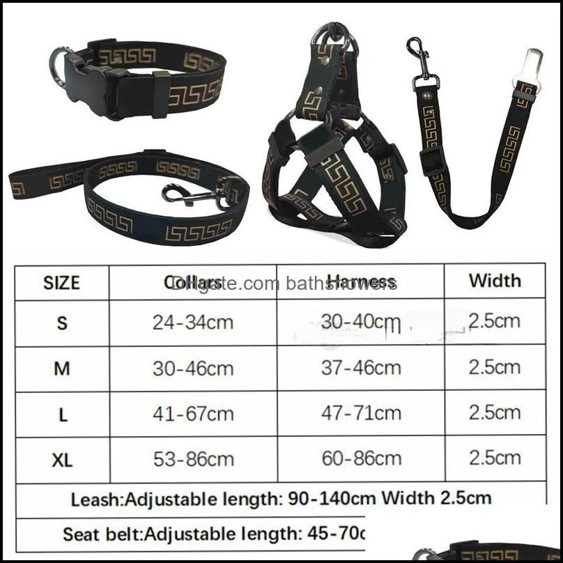 No Pull Designer Dog Harness and Leashes Set Classic Bronzing Pattern Adjustable Dog Collars Leash Safety Belt for Small M bathshowers