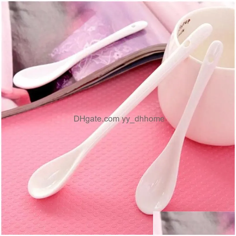 spoons 1/3pcs large/small ice cream tea dessert bone ceramic coffee spoon pure white procelain