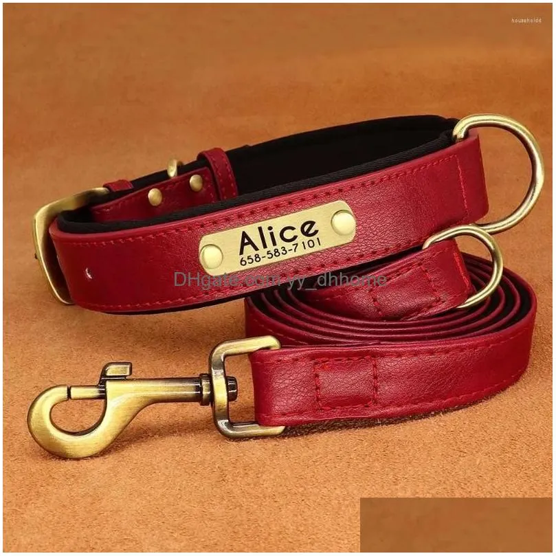 dog collars pu leather collar and leash set soft durable plain dogs 5ft lead adjustable for small medium pug