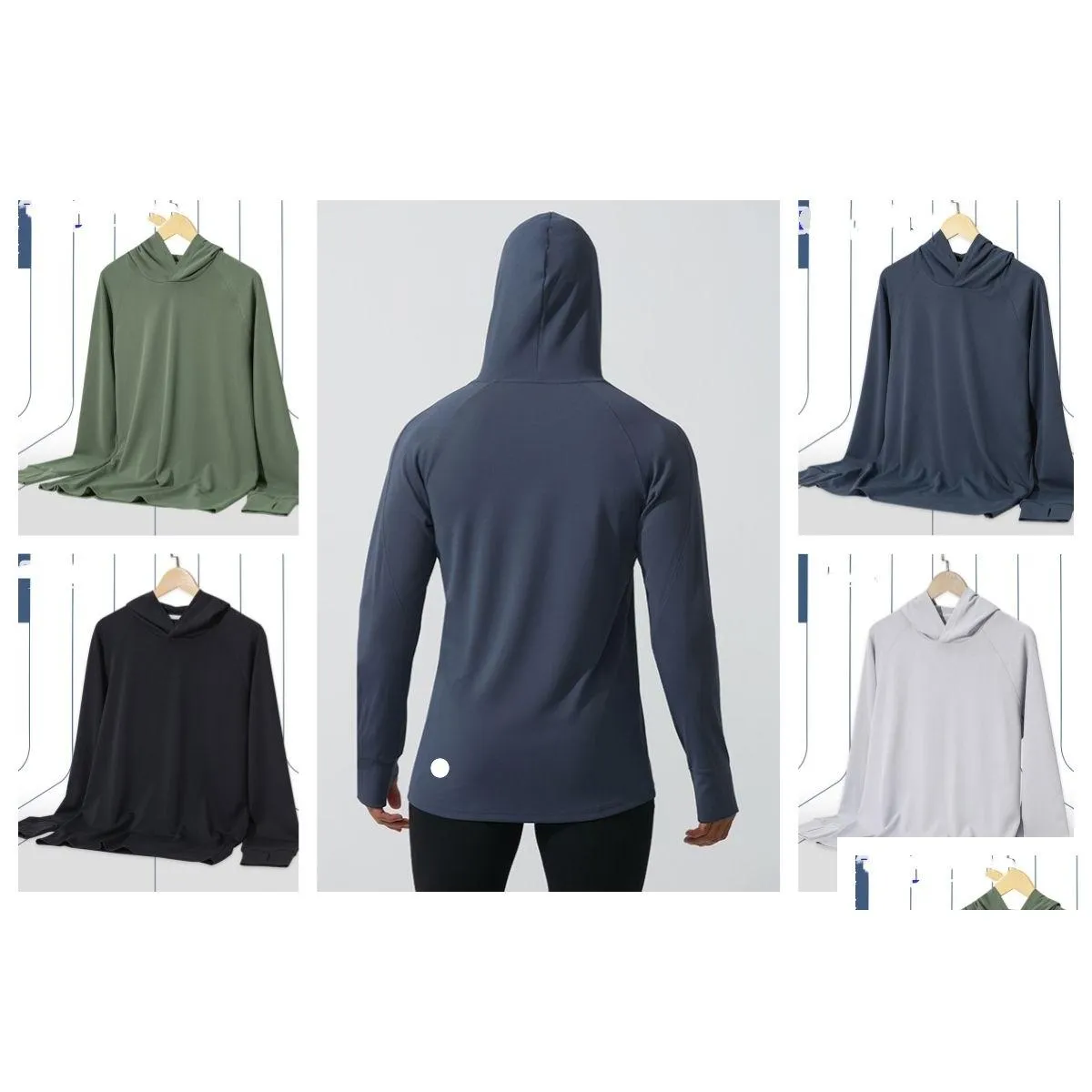 LU-1090 Spring Autumn New Men`s Hooded Pullover Running Sports Fitness Clothes Breathable Casual Long-sleeved Hoodies