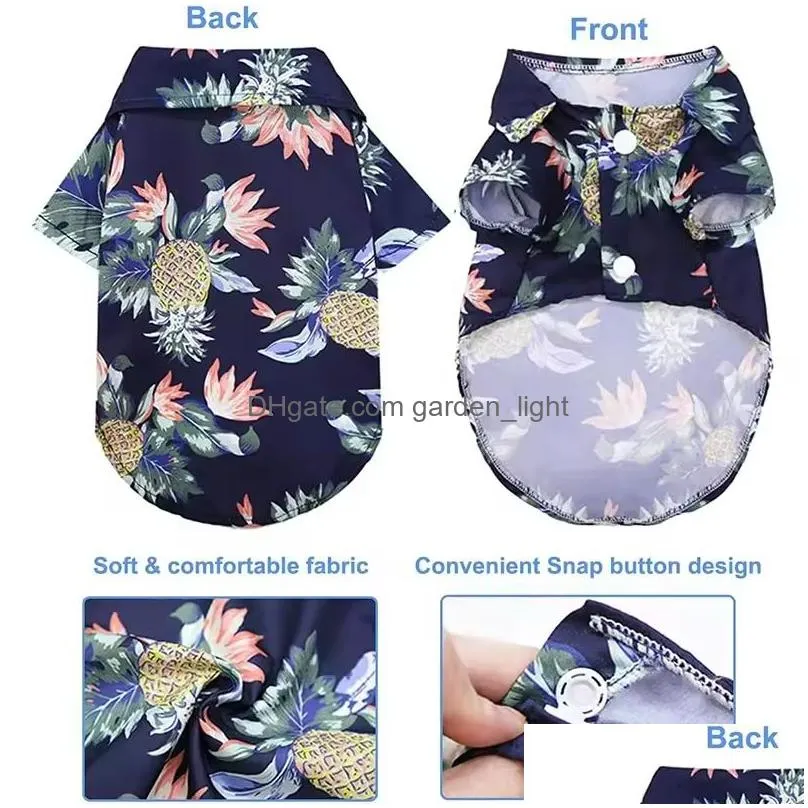 pet summer t-shirts hawaii style breathable dog beach shirt pet clothes sweatshirts cool coconut tree pineapple dog shirts cat polo apparel xs-5xl