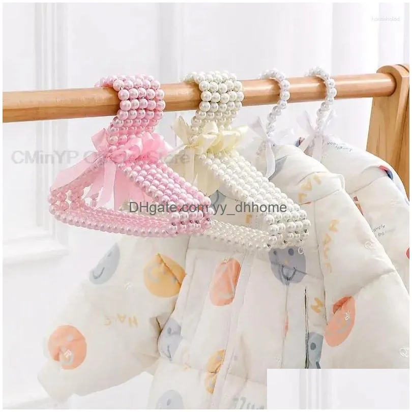 dog apparel 1/2/5pcs baby coat racks pet clothes hanger pearl beads bow clothing rack for puppy cat kitten cloth wardrobe accessories