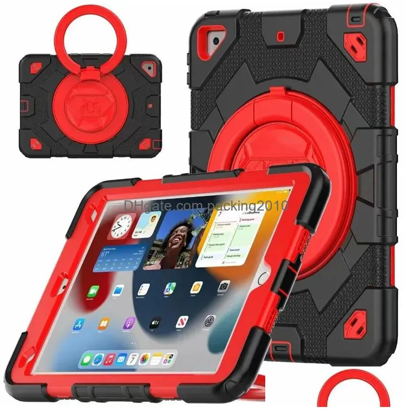 Tablet Pc Cases & Bags Mtifunction Kickstand Ipad 3 In 1 Shockproof Shell 360 Fl Er Strap Sn Protector For 10Th 10.9 10.2 Air4 Air5 Pr Dhy5B
