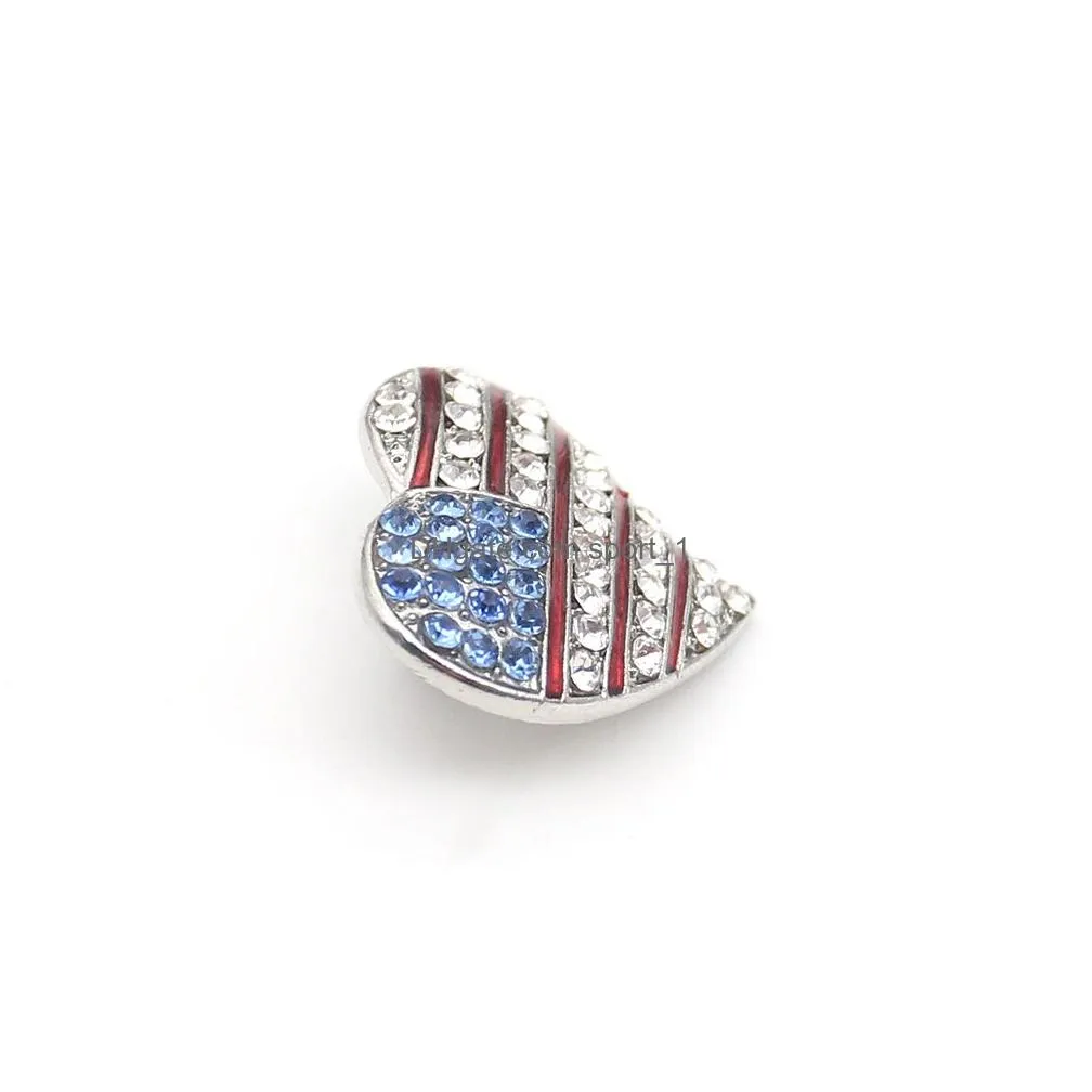 10 pcs/lot american flag brooch rhinestone heart shape 4th of july usa patriotic butterfly pins for gift/decoration