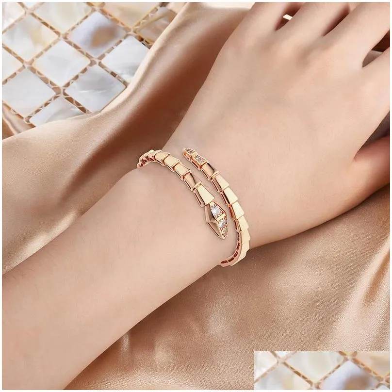 sanke diamond bracelet gold bangle designer jewelry for women 18K rose gold silver plated cuff bracelets woman jewelrys girl lady man paty holiday