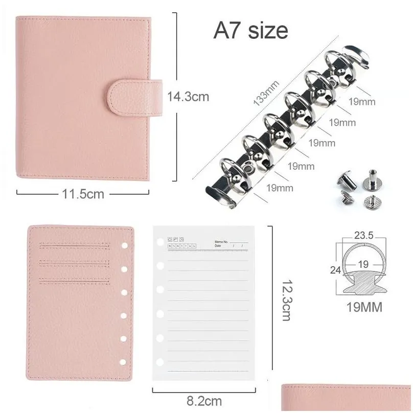 Notepads Limited Imperfect Moterm Regar Pocket Rings Planner Genuine Cowe Leather A7 Notebook Agenda Organizer Journey Sketchbook Dr Dhyvf