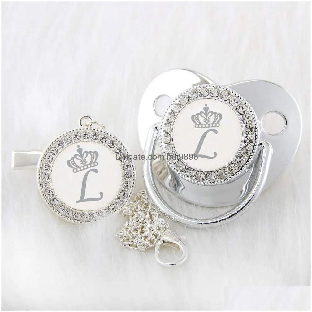 pacifiers luxury silver crown 26 with clip baby silicone dummy pacifier sparkling suitable unique gifts for babies g220612