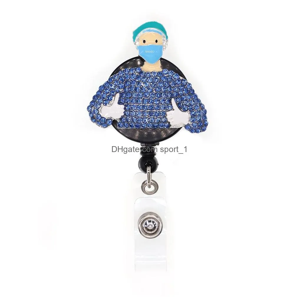 medical key rings male nurse doctor murse rhinestone retractable id holder for name accessories badge reel with alligator clip