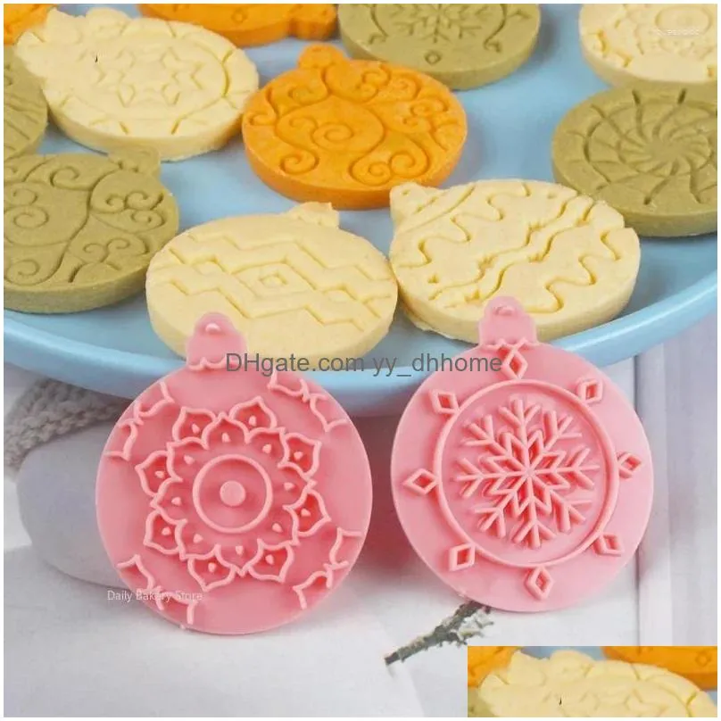 baking moulds 10pcs round christmas balls biscuit mold year party cake decorating tools fondant cookie embosser xmas gifts set