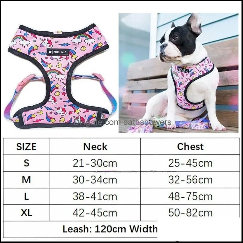 No Pull Dog Harness Red Lips Printed Dog Harnesses and Leashes Set Breathable Mesh Padded Puppy Vest Collars for Small Med bathshowers