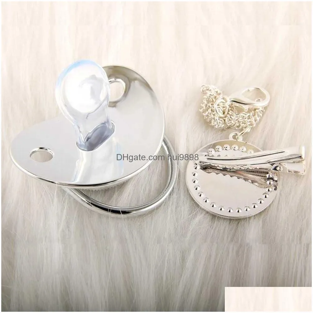 pacifiers luxury silver crown 26 with clip baby silicone dummy pacifier sparkling suitable unique gifts for babies g220612
