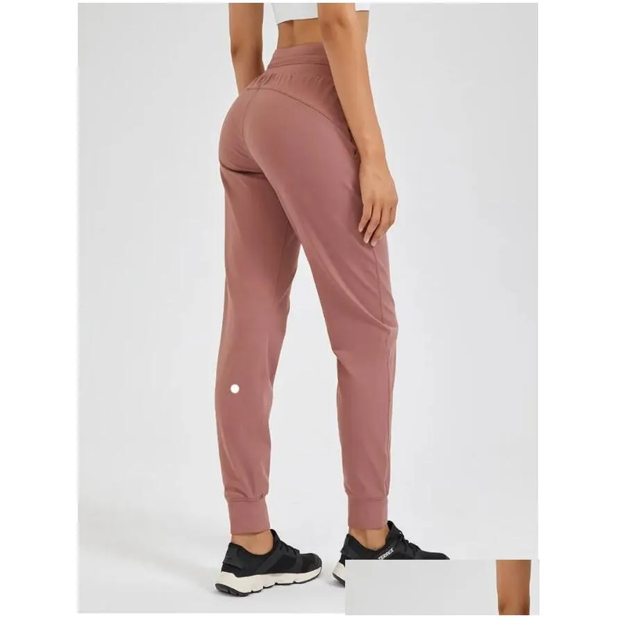 LL Yoga Wear Women`s Jogging Pants Ready to Pull Rope Stretchy High Waist Training Strap Pants