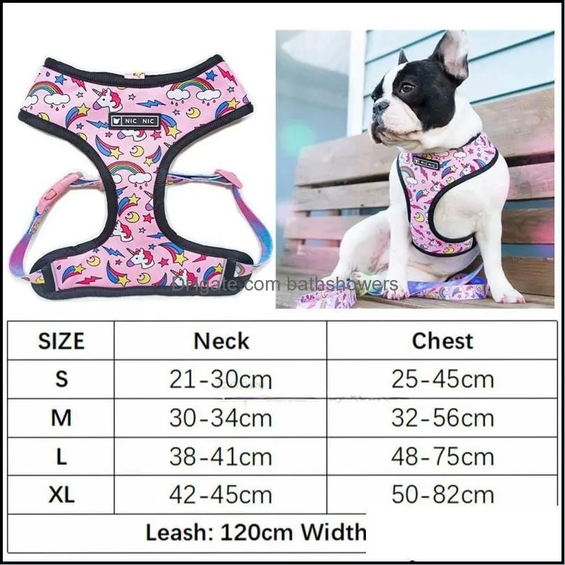 Dog Harness and Leashes Set Red Paw Print Printed Dog Harnesses Breathable Mesh Padded Puppy Vest Collar for Small Medium bathshowers