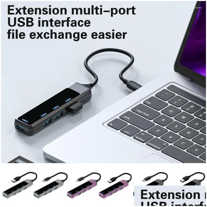 Computer Hub Portable Dongle Adapter 4 Ports Expansion USB C Docking Station Accessories