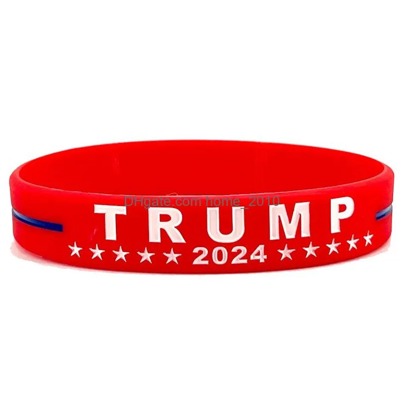 9 styles trump 2024 silicone bracelet party favor america flag wristband