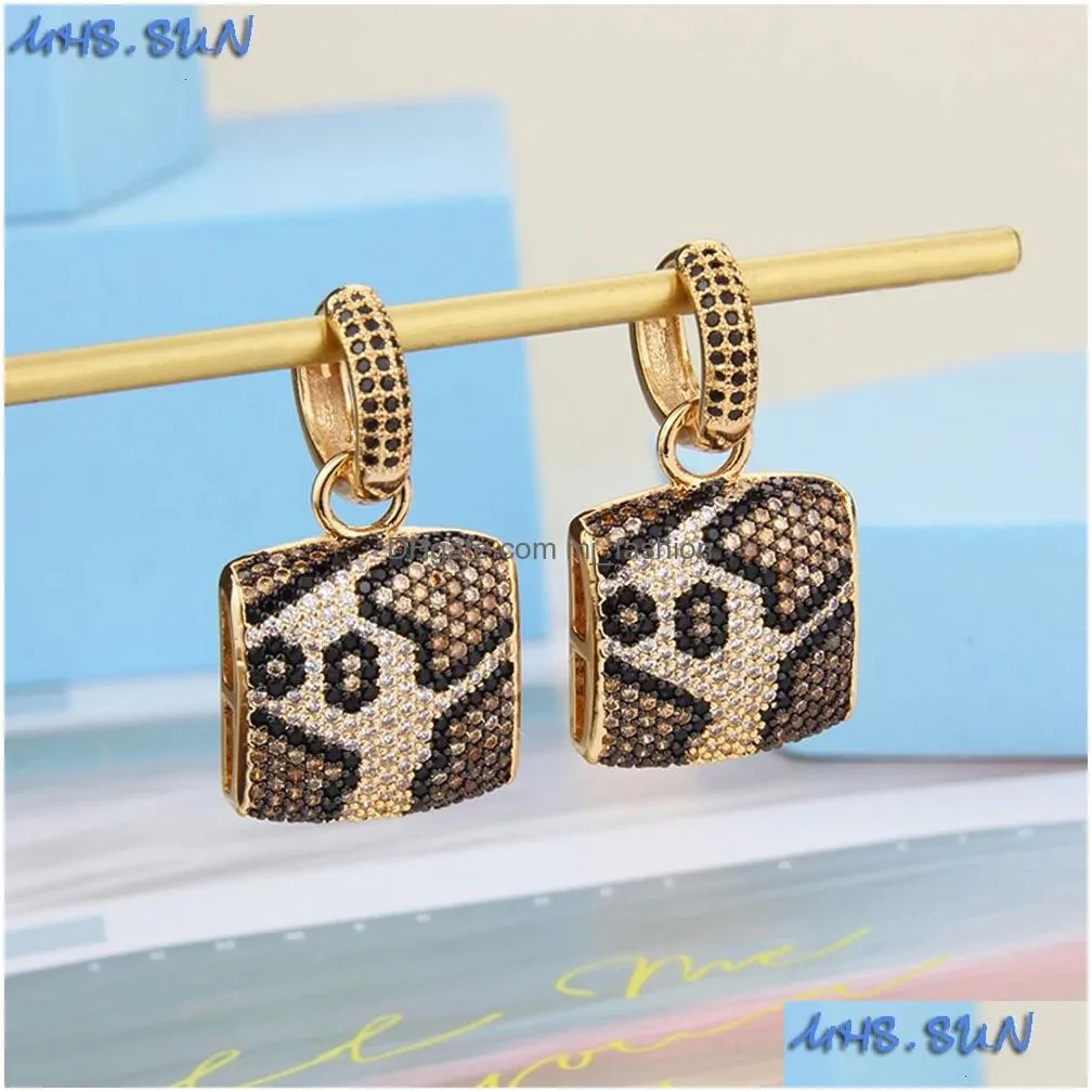 Dangle & Chandelier Mhs.Sun Western Womens Mosaic Zircon Leopard Printed Drop Earrings Luxury Aaa Cz 3 Layers Gold Plated Jewelry 240 Dhylm