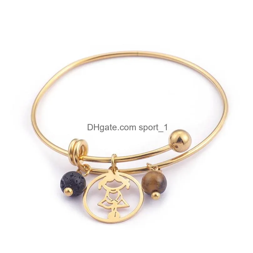 10 pcs / lot fashion accessories custom stainless steel gold silver child charms adjustable bangle bracelet for gifts