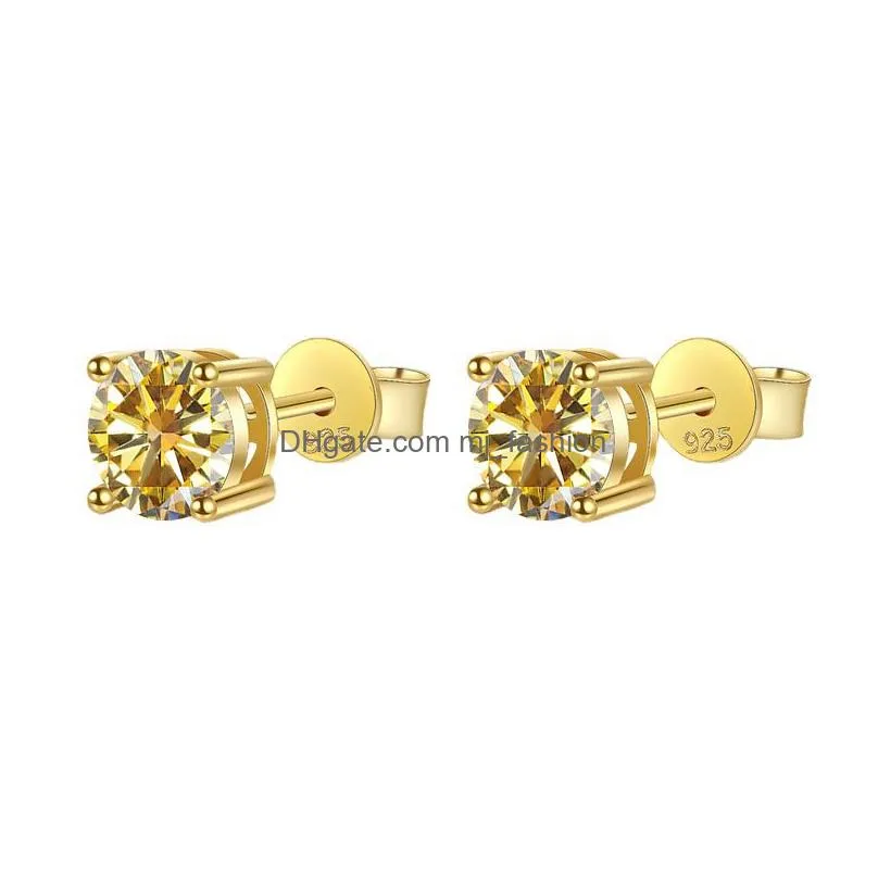 Charm Butterflykiss 18K Gold Plated 0.2-2 Carat Gemstone Stud Earrings For Women 925 Sterling Sier Solitaire Fine Jewelry 230825 Drop Dhlkq