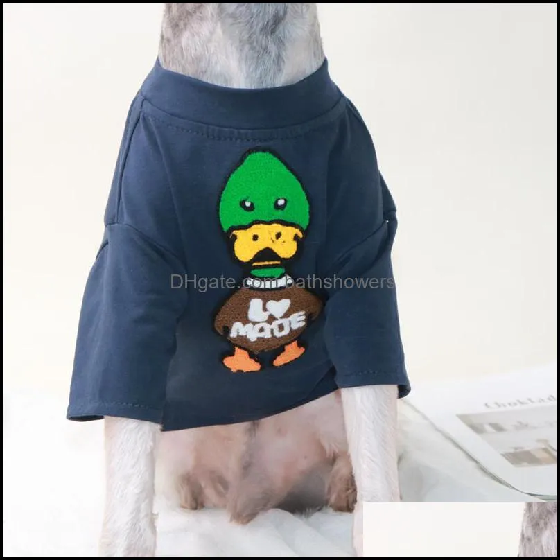 Dog Shirts Lovely Duck Embroidery Clothes Summer Dog Apparel for Small Dogs Chihuahua Yorkies Bulldo bathshowers