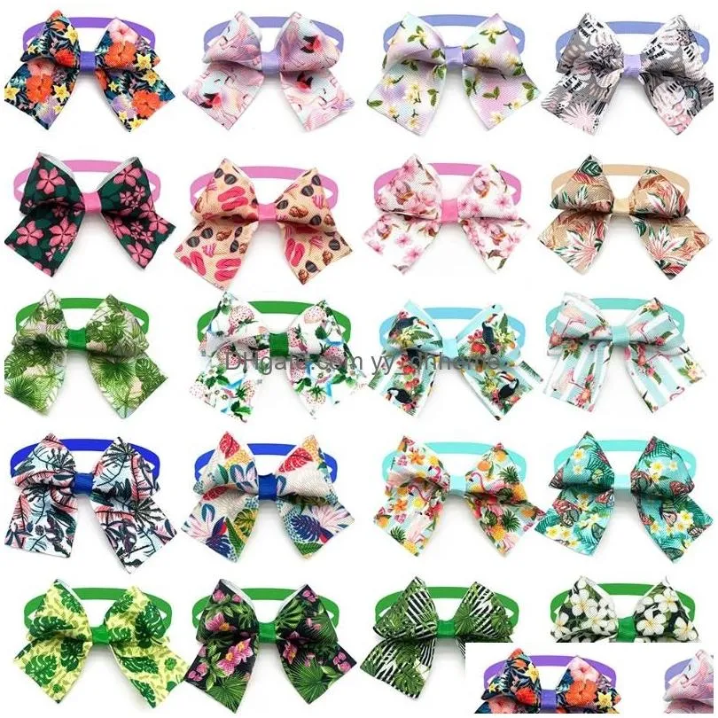 dog apparel 50/100pcs bowties butterfly pattern summer style grooming small bow tie pet accesories