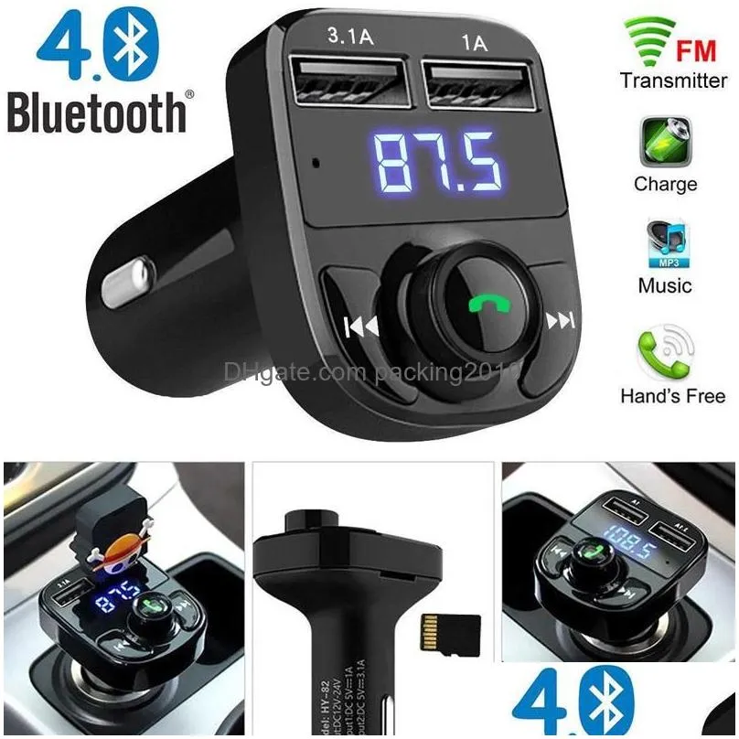 Chargers X8 Fm Wireless Transmitter Aux Modator Bluetooth Hands Car Kit O Player Charge Dual Usb  For Phone 13 12 11 Pro Max X Dhvyh