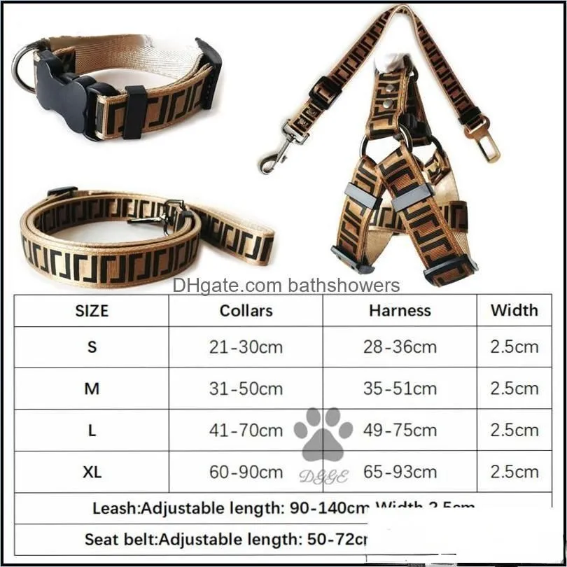 Fashion Dog Collar Harness Leashes Luxury Large Medium Small Fighting Schnauzer Bulldog Teddy Leashe bathshowers