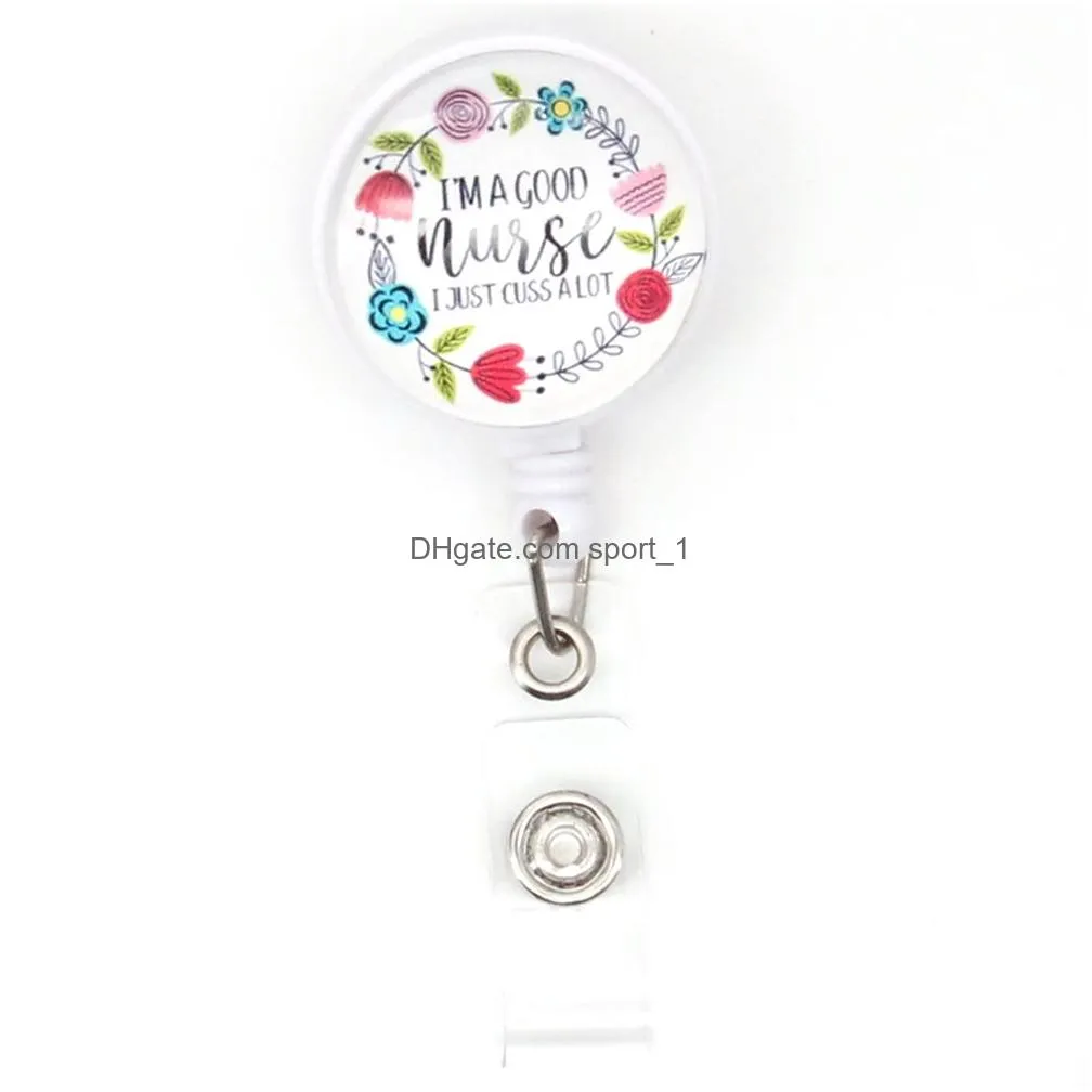  est key rings nursing epoxy retractable medical glass badge holder yoyo pull reel doctors id name card for accessories