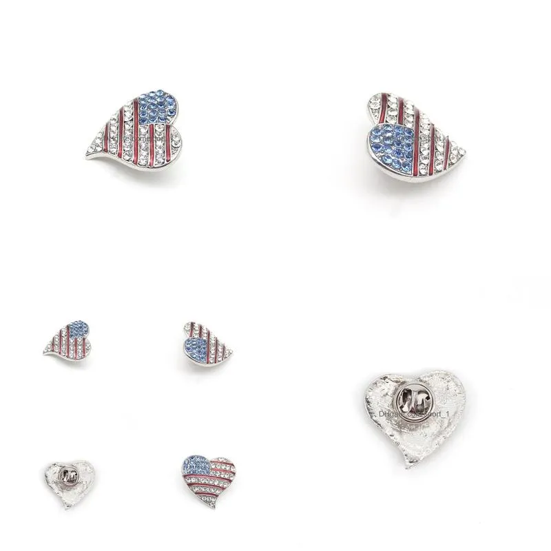 10 pcs/lot american flag brooch rhinestone heart shape 4th of july usa patriotic butterfly pins for gift/decoration