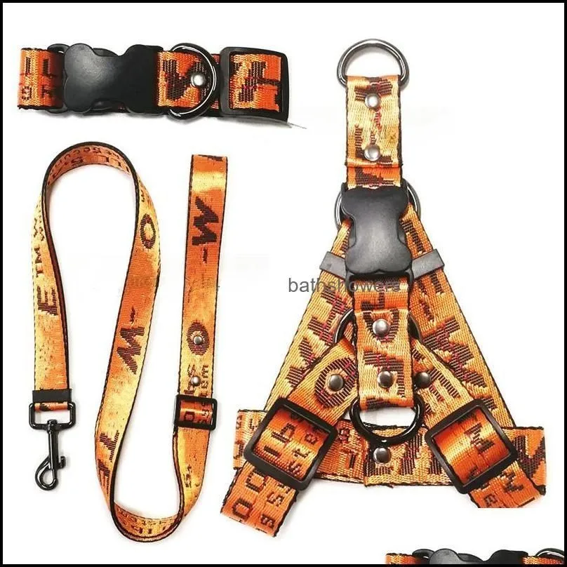 No Pull Dog Harness Designer Dog Collars Leashes Set Letter Pattern Cats Harnesses Leash Safety Belt for Small Medium Larg bathshowers