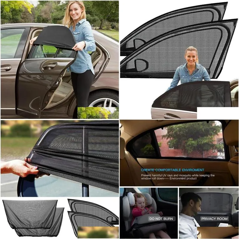 Car Sunshade Curtains Universal Side Window Shades Car Curtains Protection Repellent Mosquito Mesh Net Sunshade Auto Accessories