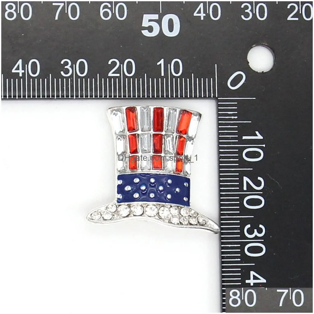 10 pcs/lot fashion design american flag brooch crystal rhinestone hat shape 4th of july usa patriotic pins for gift/decoration