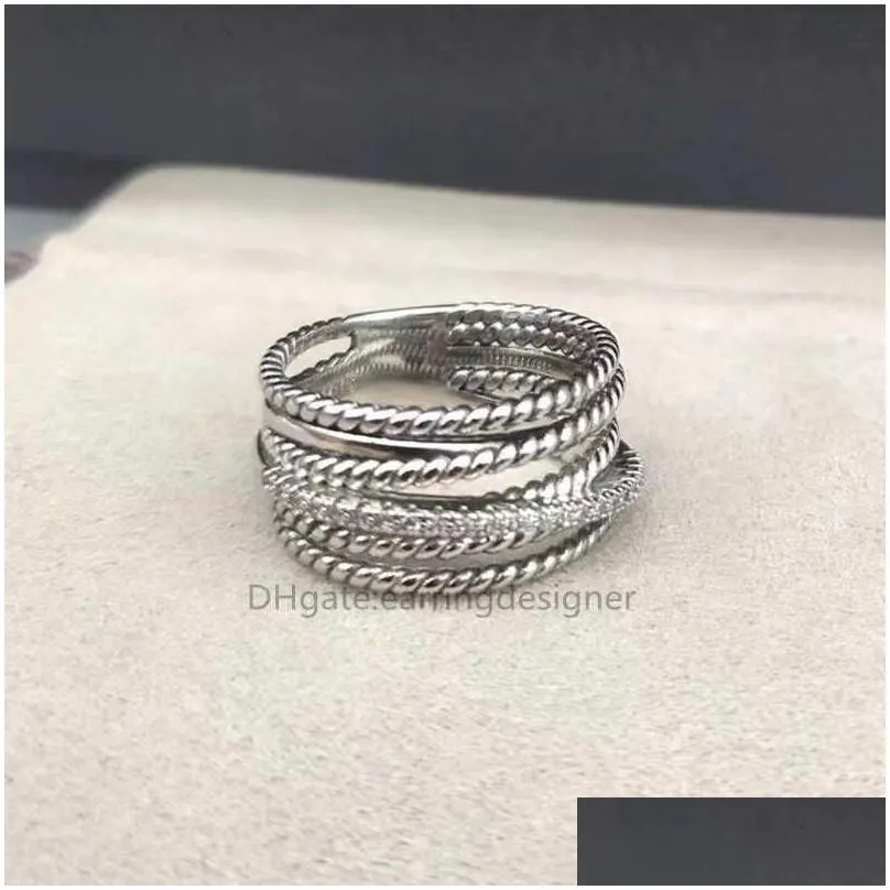 Rings Twisted Two-color Cross Ring Women Fashion Platinum Plated Black Thai Silver Hot designer Jewelry woman luxury diamond wedding gift Vintage to do old