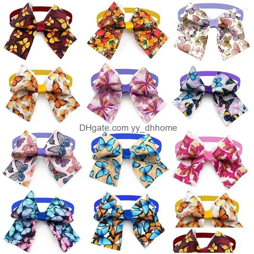 dog apparel 50/100pcs bowties butterfly pattern summer style grooming small bow tie pet accesories