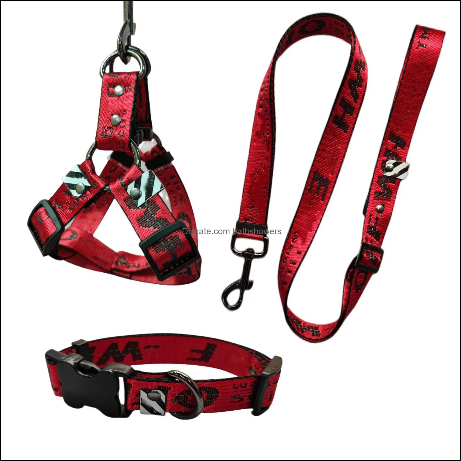 Dog Harness with Leash and Collar Set Designer Dog Collars Leashes Escape Proof Adjustable No Pull Pet Vest for Outdoor Wa bathshowers