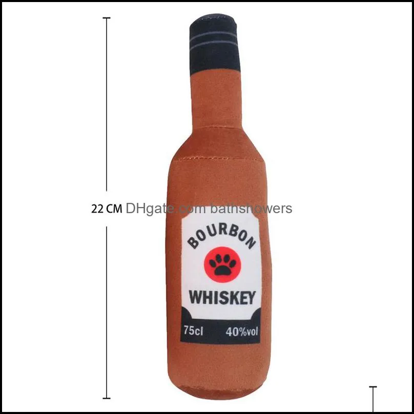 Plush Squeaky Dog Toys Funny Drink Parody Alcohol Whiskey Dogs Toy Puppy Birthday Gifts To bathshowers