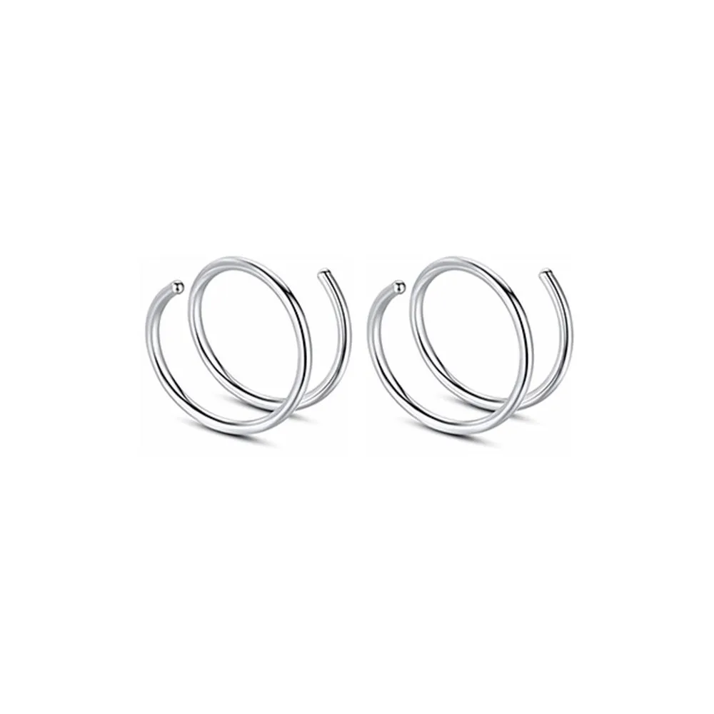 2/5Pcs/Pack Stainless Steel Double Layers Nose Ring Piercing For Women Men Ear Tragus Earrings Lip Hoop Fashion Jewelry 10mm
