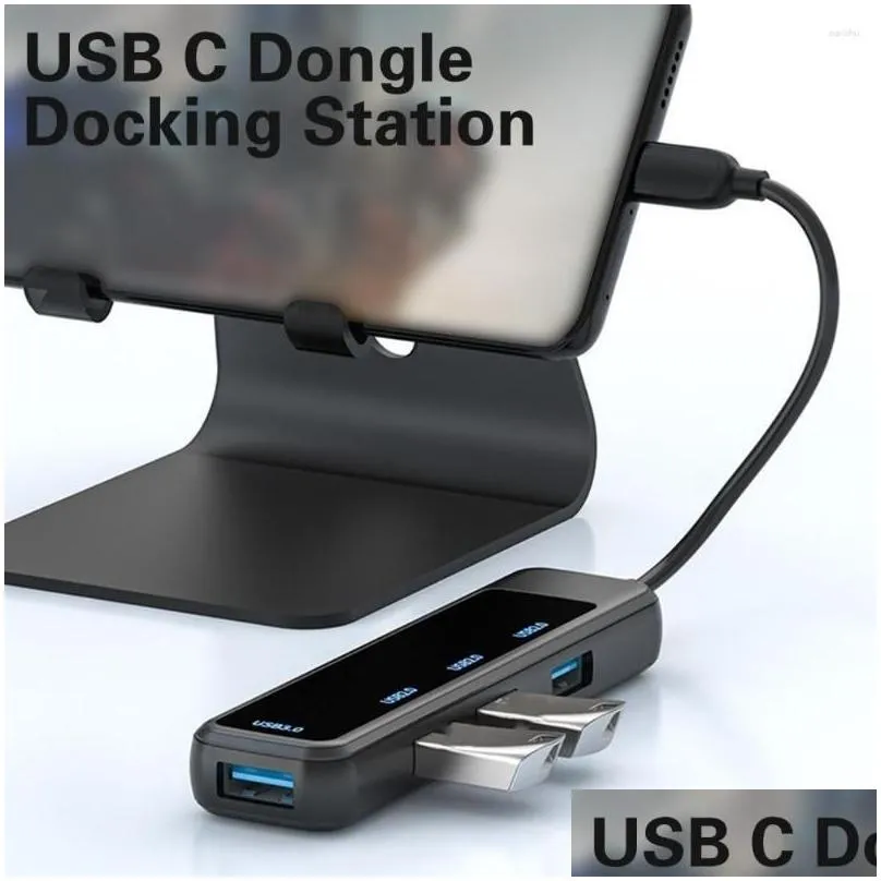 Computer Hub Portable Dongle Adapter 4 Ports Expansion USB C Docking Station Accessories