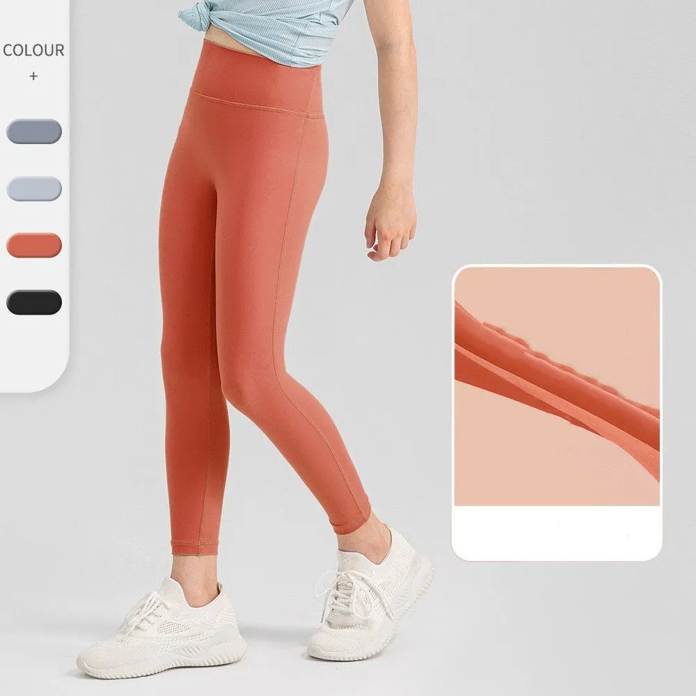 LU-1456 Girls Yoga Leggings Kids Thin Tights Sweatpants Soft Elastic Sports Tight Pants Children Dancing Skinny Pants