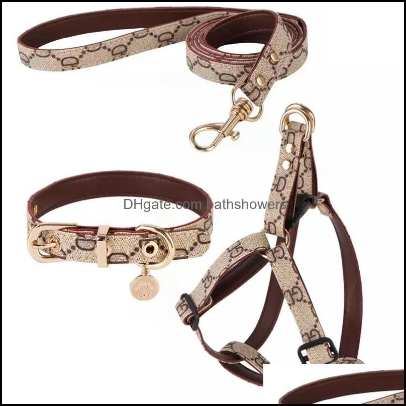 Step in Dog Harness Designer Dogs Collar Leashes Set Classic Plaid Leather Pet Leash for Small Medium Dogs Cat Chihuahua B bathshowers