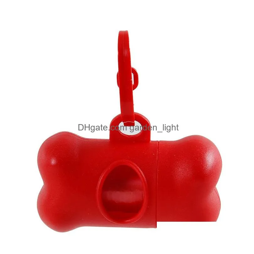 cute bone shaped pet poop bag dispenser colorful dog waste disposal bag carrier hands- clip