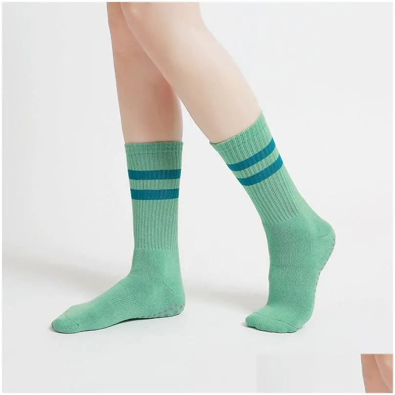 Pilates stockings ALX non-slip yoga socks cotton women`s mid-tube piles plus thick terry Pilates yoga socks al