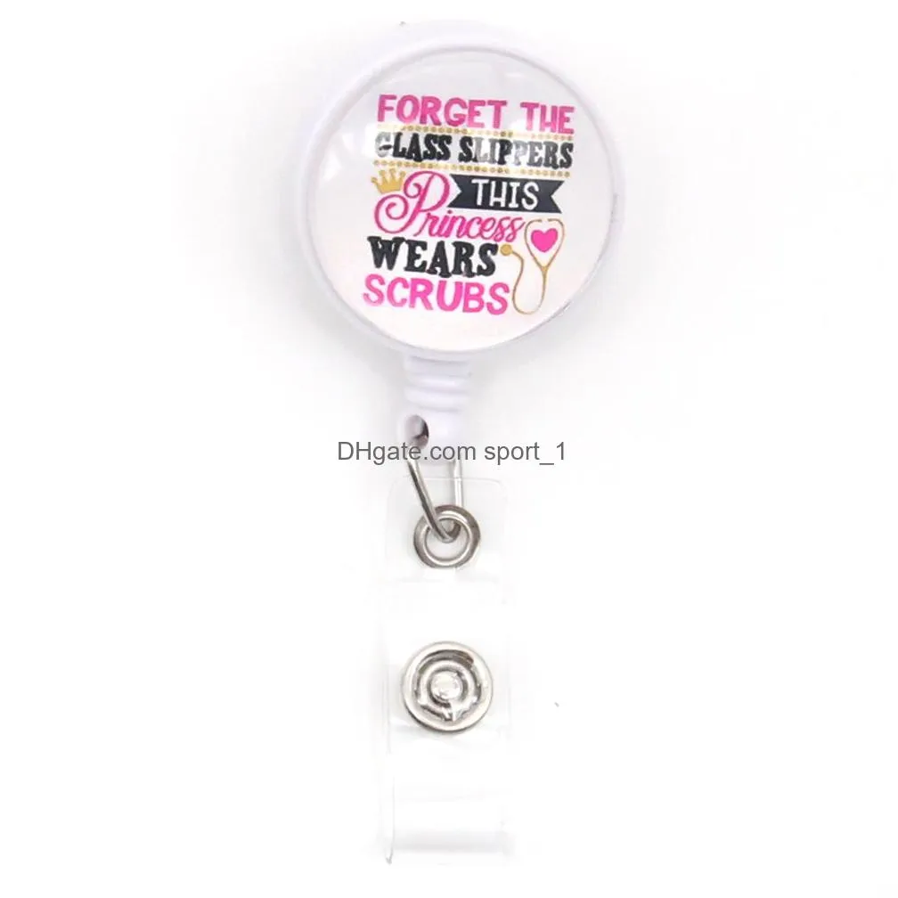  est key rings nursing epoxy retractable medical glass badge holder yoyo pull reel doctors id name card for accessories