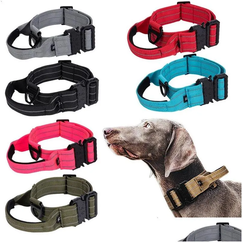 Dog Collars Leashes Heavy Dog Collar Tactical Collar Leash Set Adjustable Reflective Dog Training Collars for Medium Large Dogs Accessories Hunting