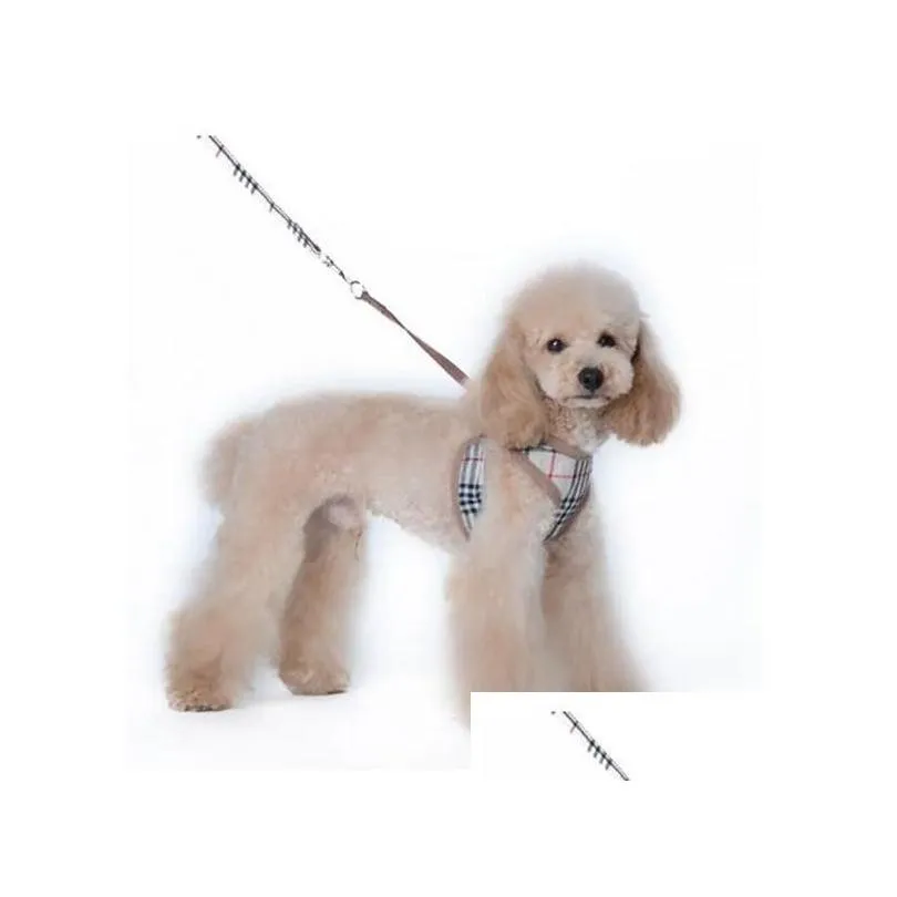 Harness Leashes Set Designer Pet Vest Classic Jacquard Lettering Soft Air Mesh Dog Harnesses for Small Dogs Cat Teacup Puppies Shih Tzu Khaki L