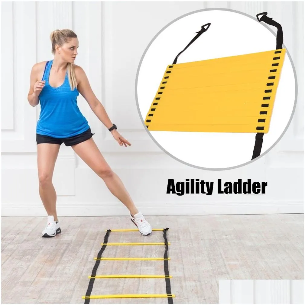 Balls Adjustable Footwork Soccer Football Fitness Speed Rungs Agility Ladder Training Equipment Kit with Resistance Parachute Disc